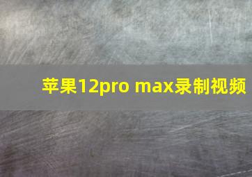 苹果12pro max录制视频